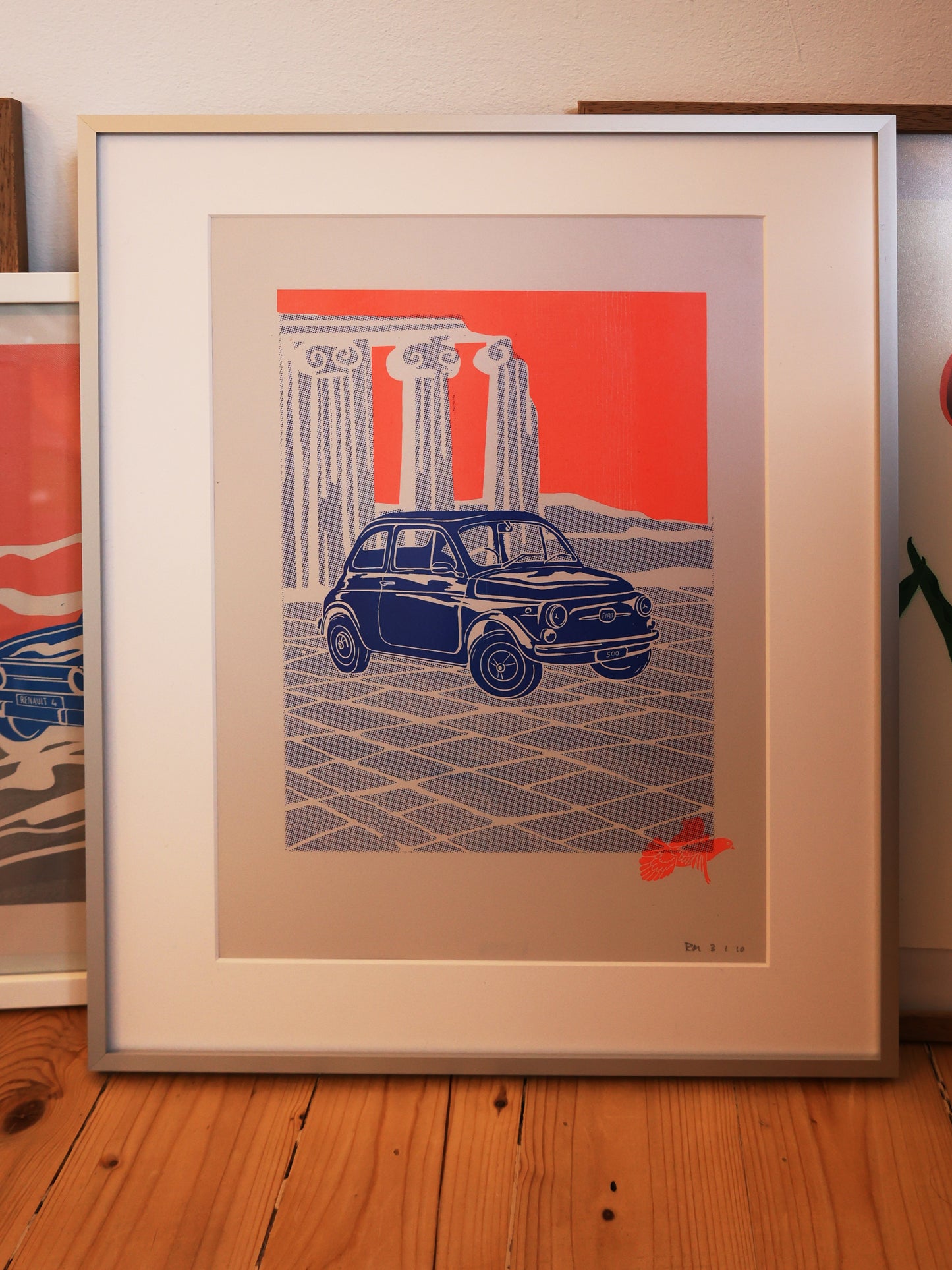 RISO Print mit Rahmen: Fiat500 (limitierte Auflage)